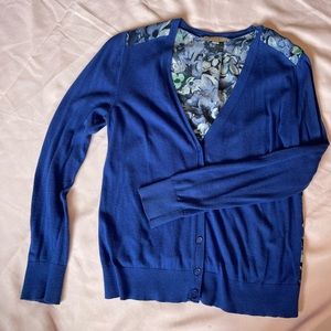 LOFT Cardigan Sweater with Floral Panel